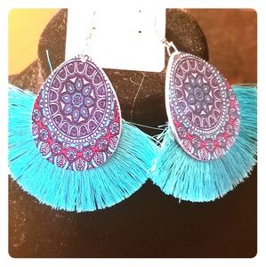 Wood Tassel Dangle Earrings